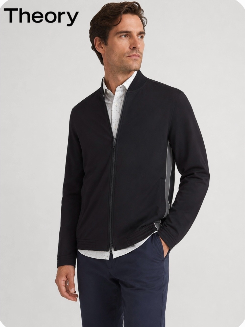 Theory Men's Black Zip Bomber Jacket